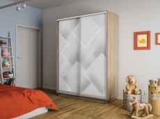 Шкафы-купе 2-х дверные, Шкаф-купе Экспресс 2-х дверный Фотопечать Квадрат Стекла 120х60х220