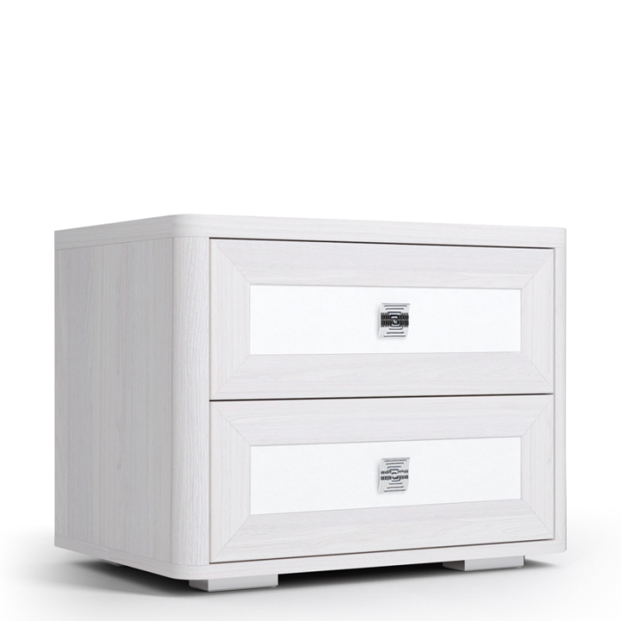 Прикроватные тумбы, Тумба прикроватная Парма Нео, ясень анкор светлый, экокожа polo белая