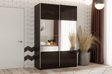 Шкафы-купе 2-х дверные, Шкаф-купе Smart 1422 2х дверный (фасады ЛДСП/зеркало) профиль серебро