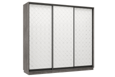 Шкафы-купе 3-х дверные, Шкаф-купе Премьер 33  (01РБ;01РБ;01РБ) фасады ромб белый/трёхдверный/Профиль чёрный муар