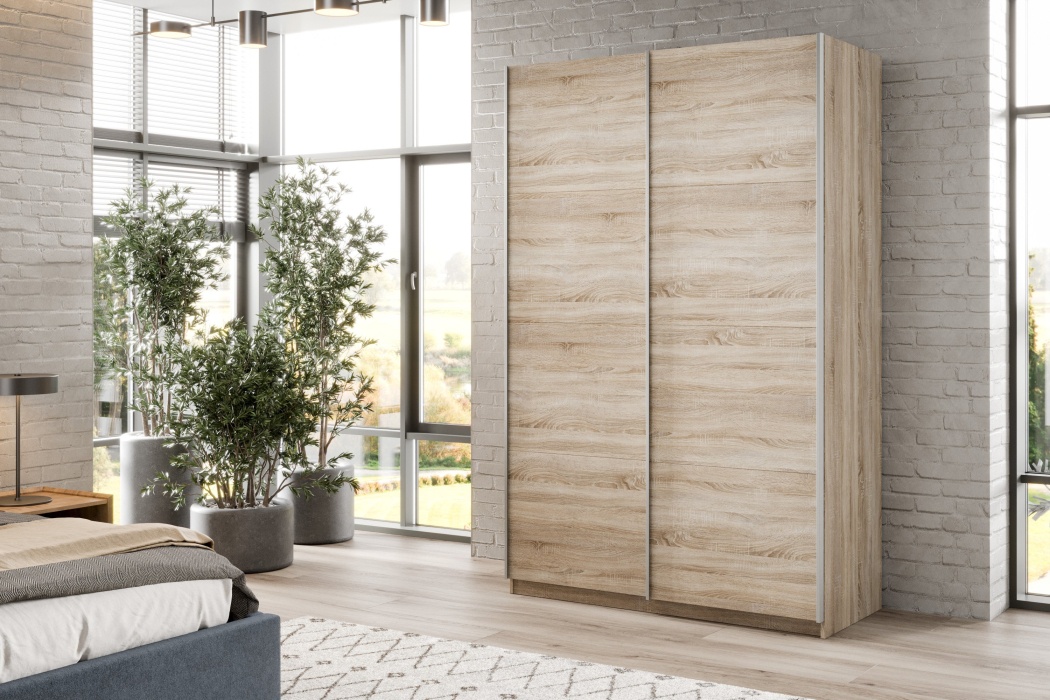 Шкафы-купе 2-х дверные, Шкаф-купе Smart 1424 2х дверный (фасады ЛДСП) профиль серебро