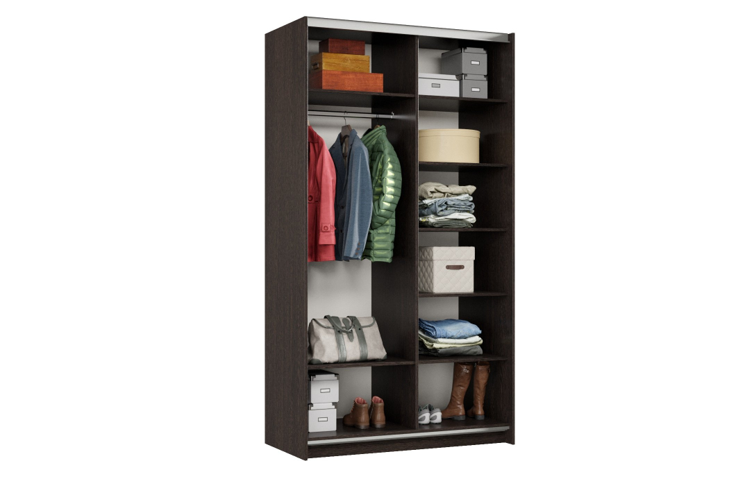 Шкафы-купе 2-х дверные, Шкаф-купе Smart 1222 2х дверный (фасады зеркало) профиль серебро