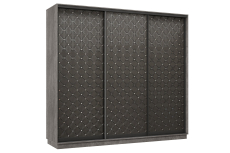 Шкафы-купе 3-х дверные, Шкаф-купе Премьер 34 (01РЧ;01РЧ;01РЧ) фасады ромб чёрный/трёхдверный/Профиль чёрный муар