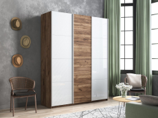 Шкафы-купе 3-х дверные, Шкаф-купе Прайм 3-х дверный Стекла белые/ДСП/Доводчики 210х57х230