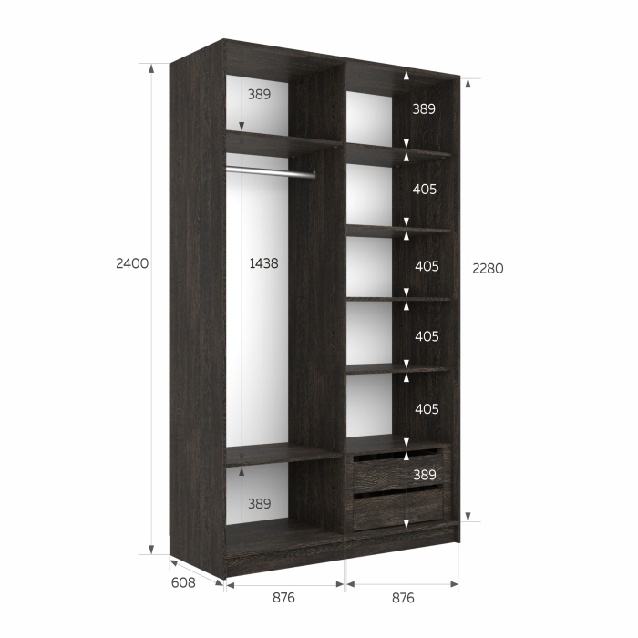 Шкафы-купе 2-х дверные, Шкаф-купе Эста Стекло белое+Стекло белое 180х66х240