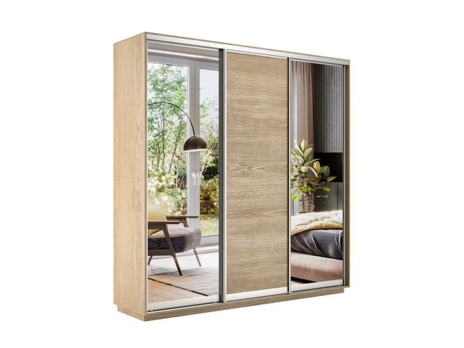 Шкафы-купе 3-х дверные, Шкаф-купе Экспресс Медиум (2 зеркала) трио 2400 x 2400 x 450