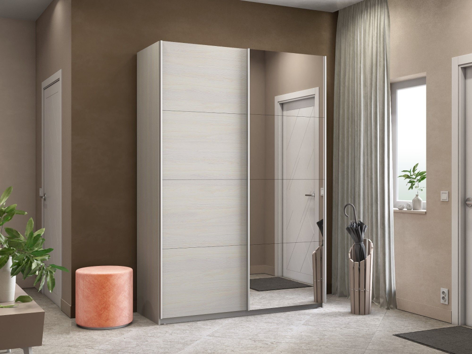 Шкафы-купе 2-х дверные, Шкаф-купе Прайм 2-х дверный ДСП/Зеркало/Доводчики 140х57х230