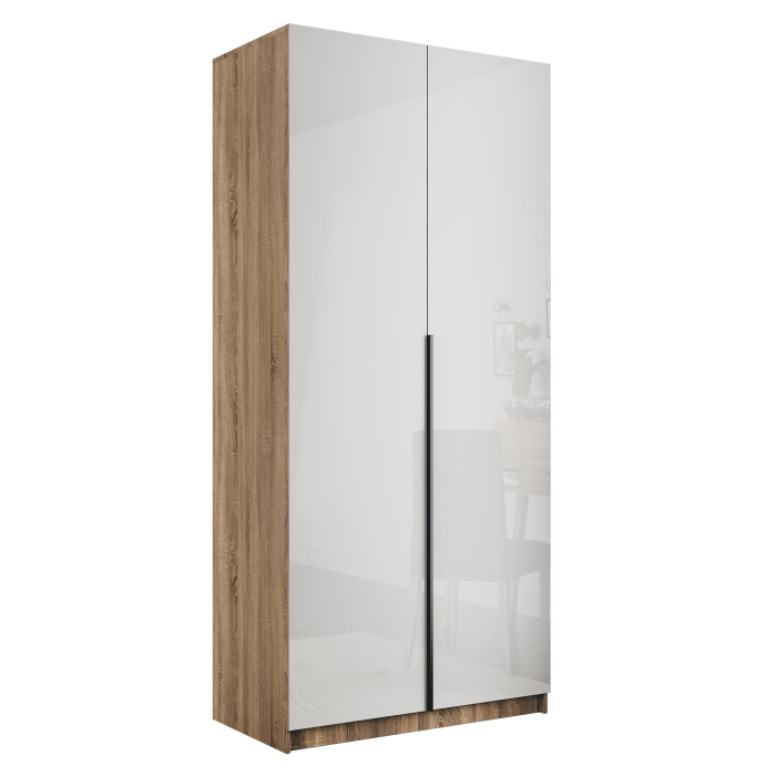 Шкафы распашные, Шкаф распашной Е1 Локер 101x52.5x220 см, с белым стеклом и модулем