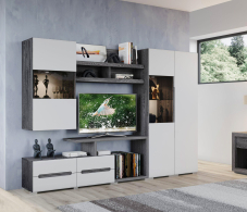 Витрины, Шкаф Уна Лофт ШК-2807, черный ясень, милк