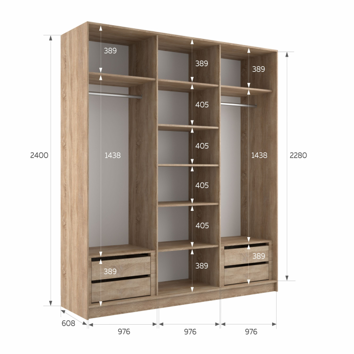 Шкафы-купе 3-х дверные, Шкаф-купе Эста 3-х дверный Стекла фисташка/Доводчик 300х66х240