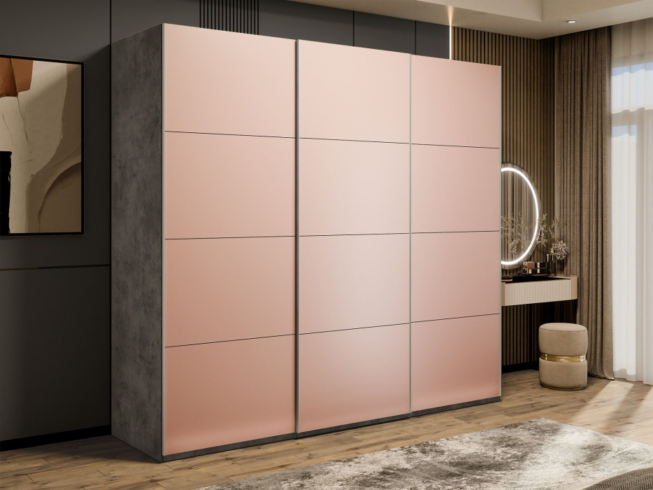 Шкафы-купе 3-х дверные, Шкаф-купе Эста 3-х дверный Стекла пудра/Доводчик 300х66х240