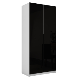 Шкаф распашной Е1 Локер 101x52.5x220 см, с черным стеклом и модулем