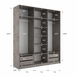 Шкаф-купе Эста 3-х дверный ДСП/Стекла фисташка/Доводчик 240х66х240