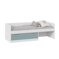 Кровати одноярусные, Кровать комбинированная Марли (800) Тип 1, белый, серо-голубой