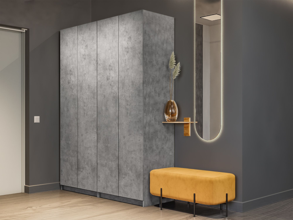 Шкафы распашные, Распашной шкаф Локер 800+800 (Гармошка с системой Push to Move/Правый) с полками слева