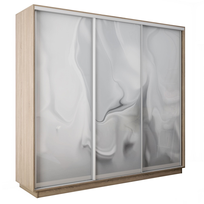 Шкафы-купе 3-х дверные, Шкаф-купе Экспресс 3-х дверный Фотопечать Шелк Стекла 180х60х240