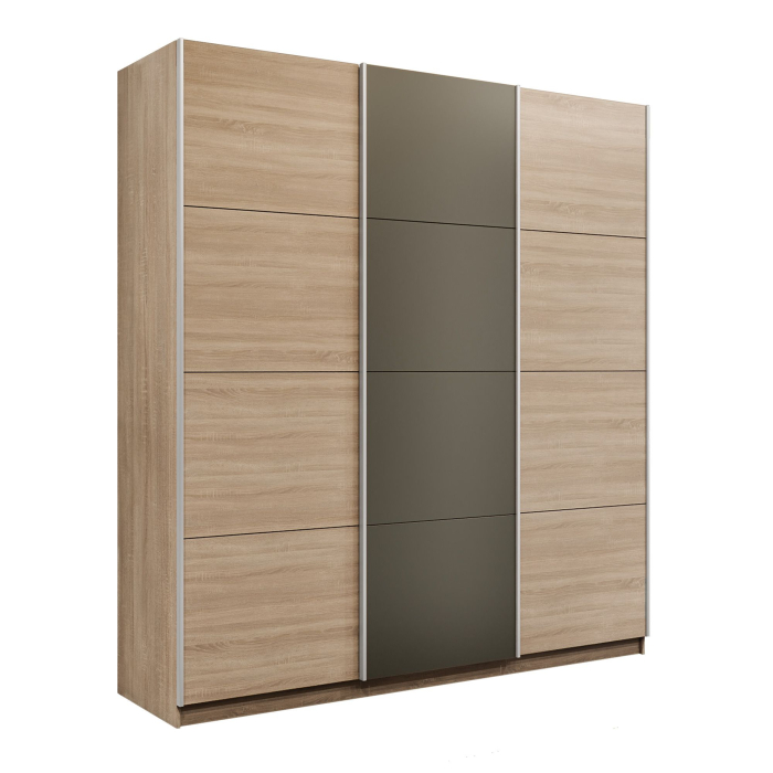 Шкафы-купе 3-х дверные, Шкаф-купе Эста 3-х дверный ДСП/Стекла хаки/Доводчик 300х66х240