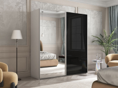 Шкафы-купе 2-х дверные, Шкаф Эста дуо Стекло черное/зеркало 2400 х 2000 х 660