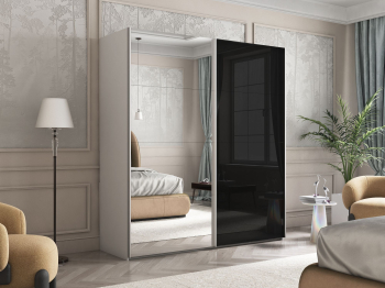 Шкаф Эста дуо Стекло черное/зеркало 2400 х 2000 х 660