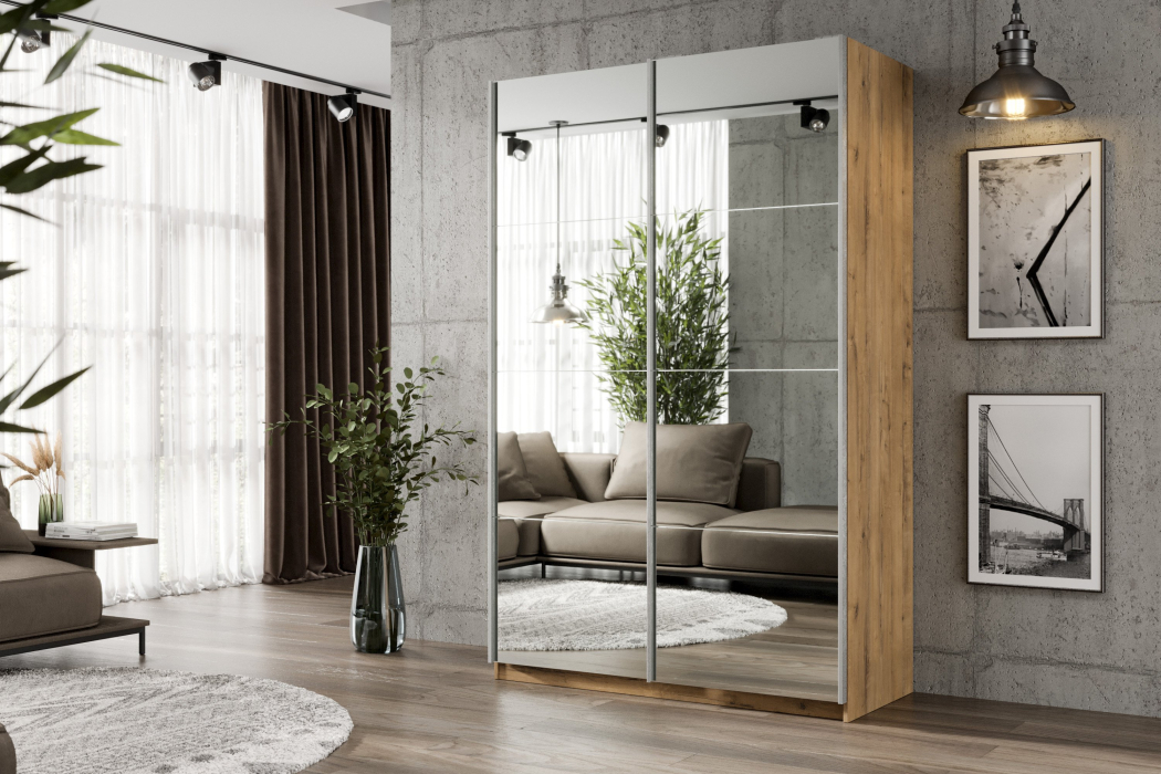 Шкафы-купе 2-х дверные, Шкаф-купе Smart 1224 2х дверный (фасады зеркало) профиль серебро