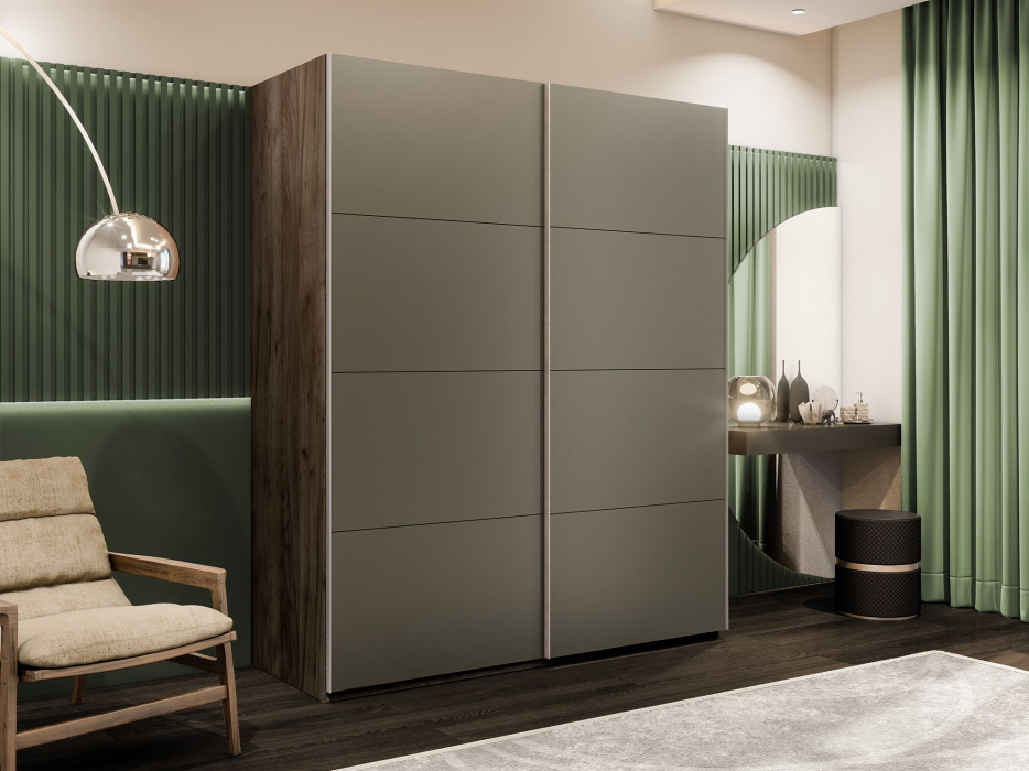 Шкафы-купе 2-х дверные, Шкаф-купе Эста 2-х дверный Стекла хаки/Доводчик 200х66х240